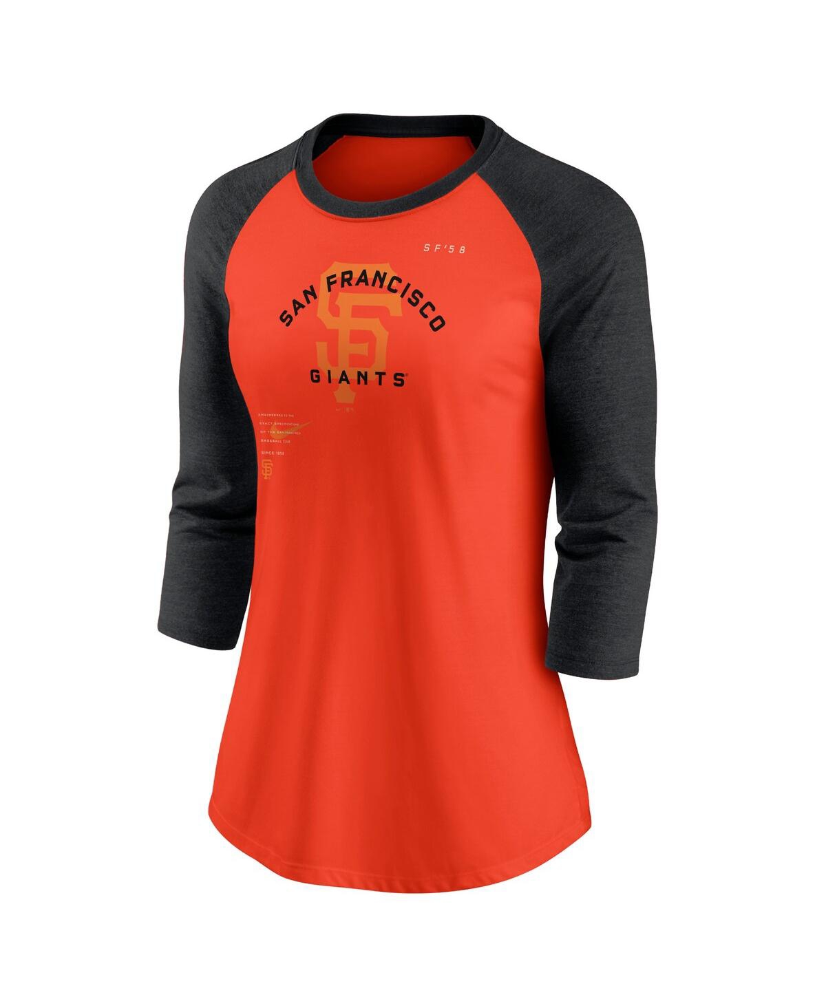 Nike Women's  Orange, Black San Francisco Giants Next Up Tri-blend Raglan 3/4-sleeve T-shirt In Orange,black