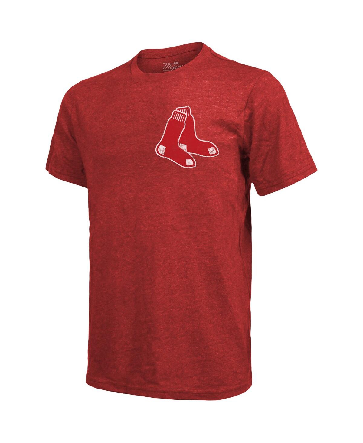 Shop Majestic Men's  Threads Red Boston Red Sox Throwback Logo Tri-blend T-shirt