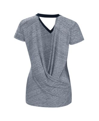 Women's Navy Cleveland Guardians Halftime Back Wrap Top V-Neck T-shirt