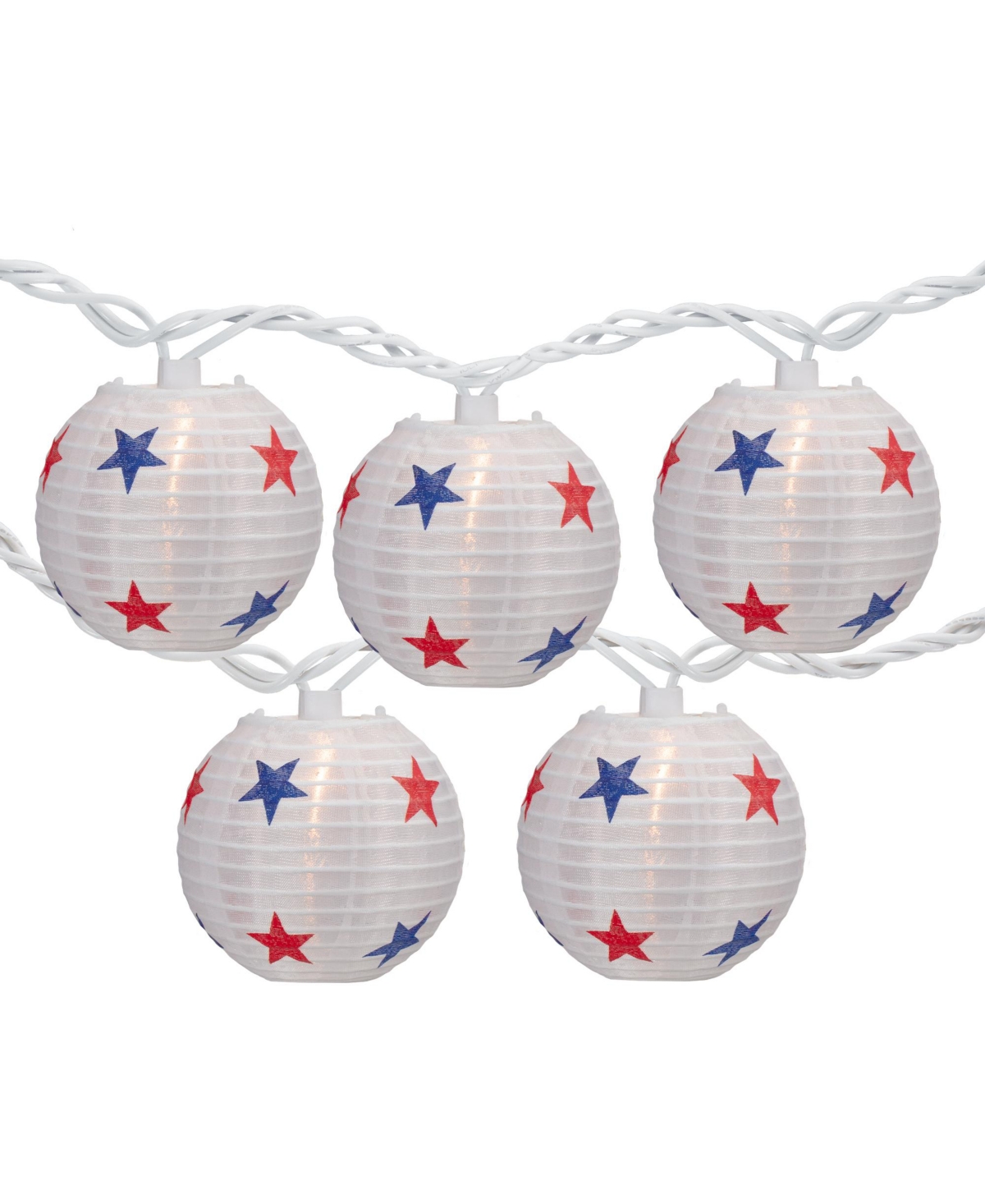 Northlight 10-count Red White And Blue Star 4th Of July Paper Lantern Patio Lights Clear Bulbs