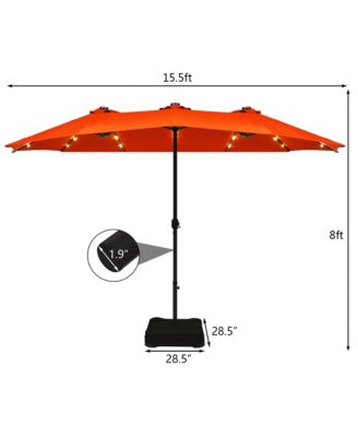 15Ft Patio Double-Sided Solar LED Market Umbrella Crank Base