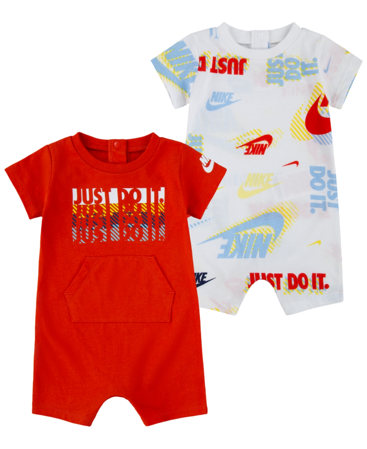 Nike Baby Boys Active Joy Printed Rompers, Pack Of 2 In Picante Red