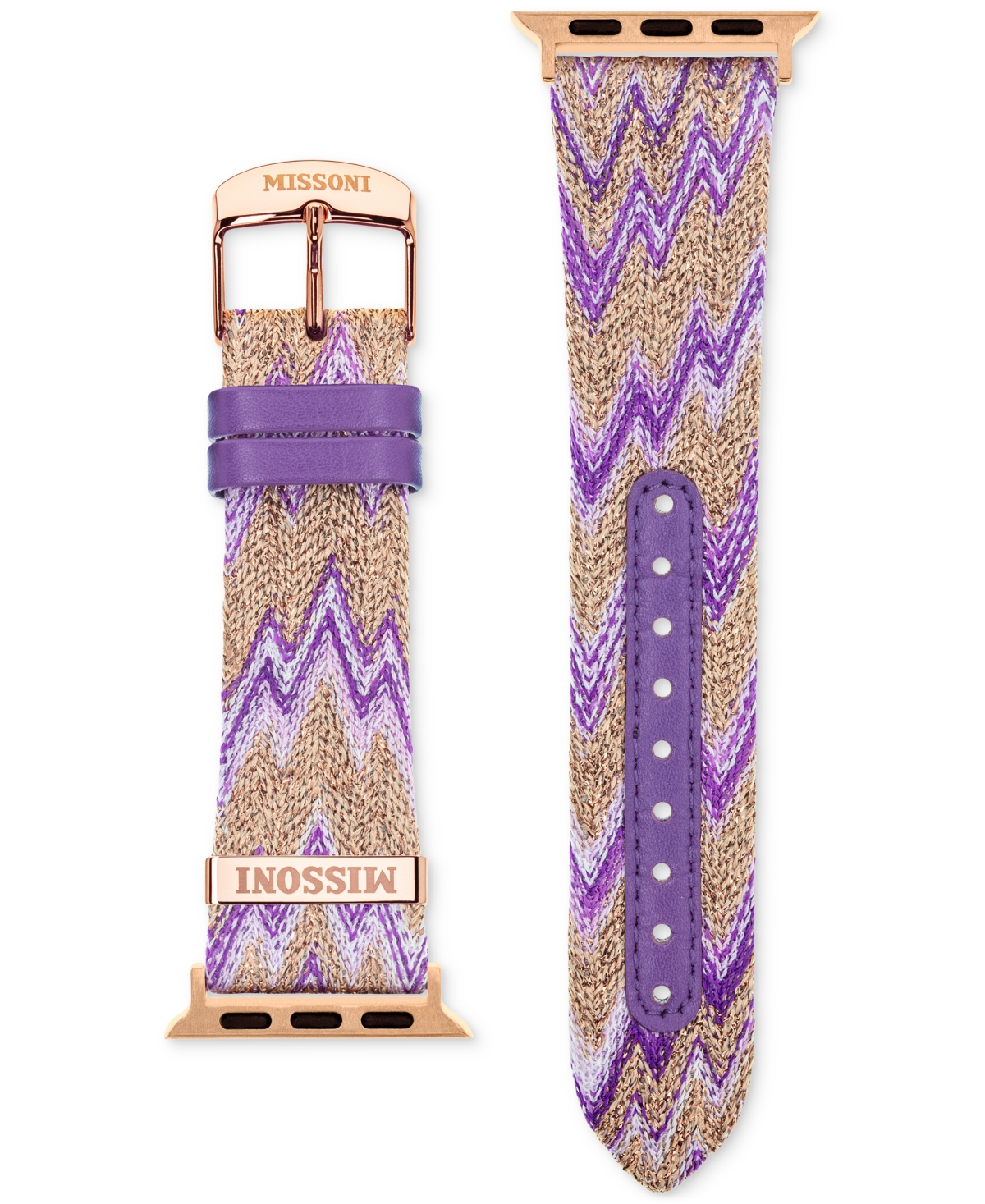 Shop Missoni Purple Multicolor Zigzag Fabric Strap For Apple Watch 38/40/41mm