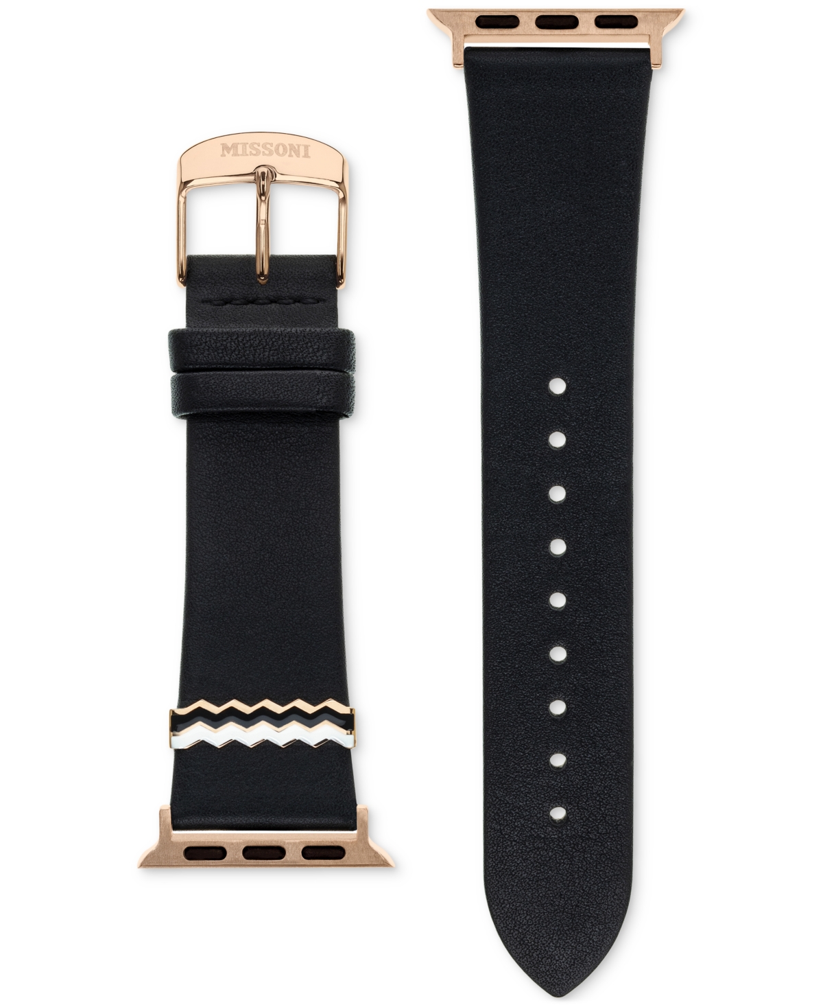 MISSONI BLACK ZIGZAG LEATHER STRAP FOR APPLE WATCH 38/40/41MM