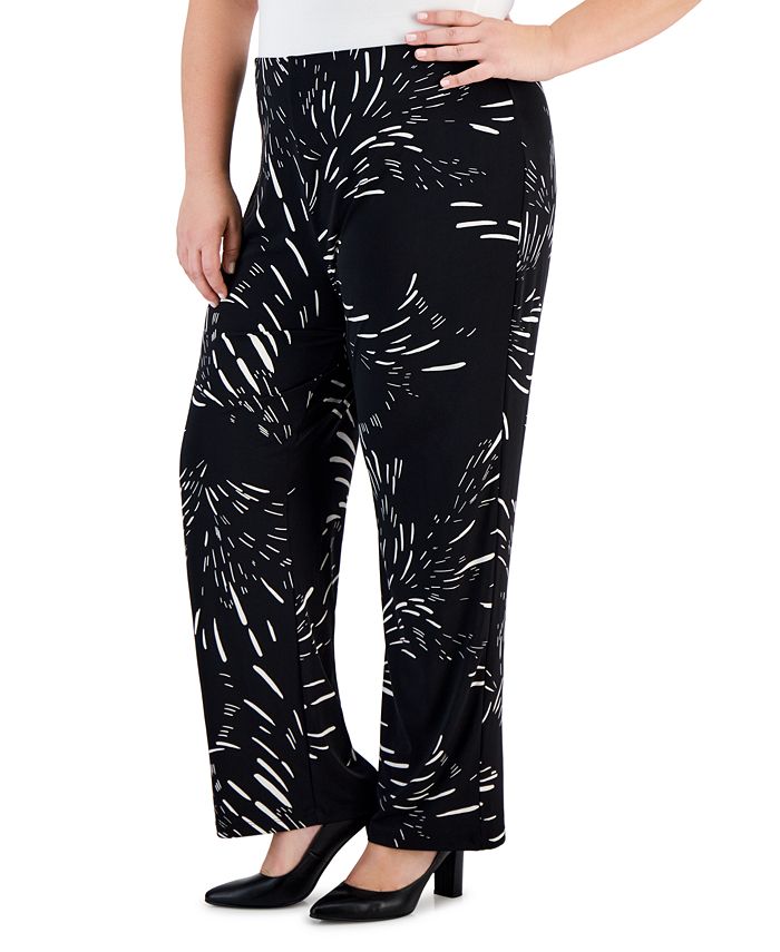 JM Collection Plus Size Wide-Leg Pull-On Pants, Created for Macy's - Macy's