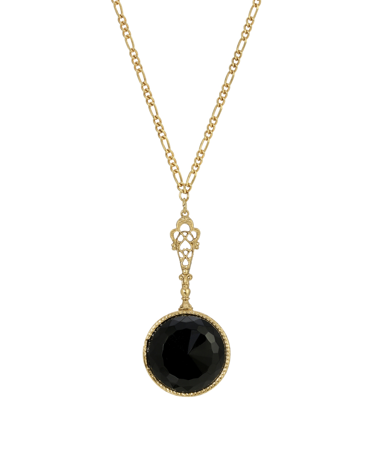 Acrylic Black Round Pendant Necklace - Black