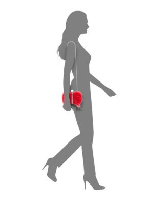 Women's Feather Embellished Minaudiere Clutch