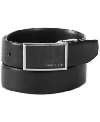 Perry Ellis Men's Reversible Leather Belt - Black/Brown With Swivel Buckle - View #2