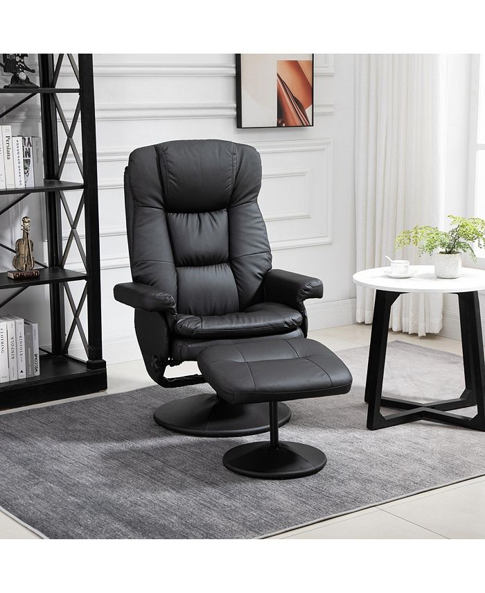 Recliner and Ottoman with Wrapped Base, Swivel PU Leather