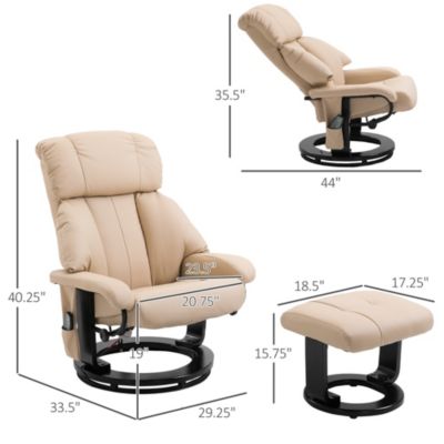 Massage Recliner Chair, Footrest, 360 Swivel Lounger w/ Ottoman,