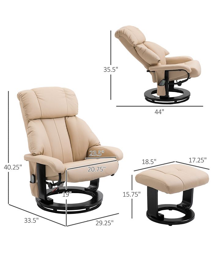Massage Recliner Chair with Cushioned Ottoman and 10 Point