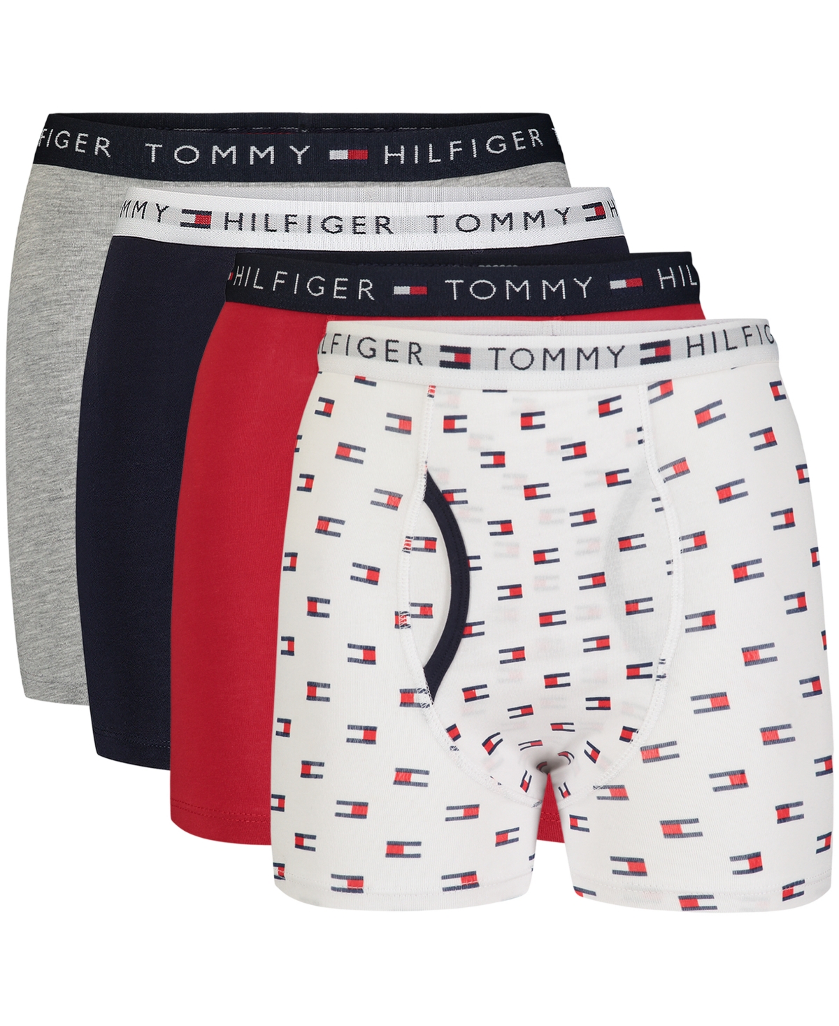 Tommy Hilfiger Big Boys Flag Boxer Briefs, Pack Of 4 In White