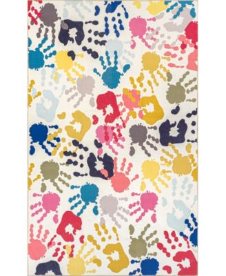 Nuloom Aurora Pinkie Washable Handprint Kids Area Rug In Multi