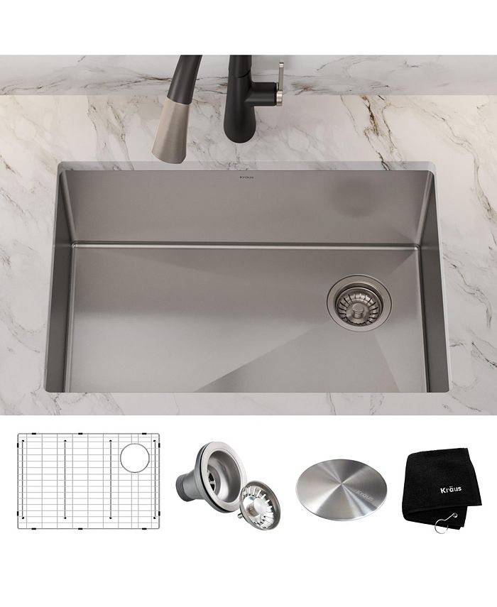 Kraus Standart PRO 27 in. 16 Gauge Undermount Single Bowl Stainless Steel Kitchen Sink Macy's