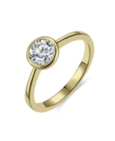 Rachel Glauber Ra 14k Gold Plated with Cubic ZIrconia Modern Bezel Promise Engagement Ring - Gold