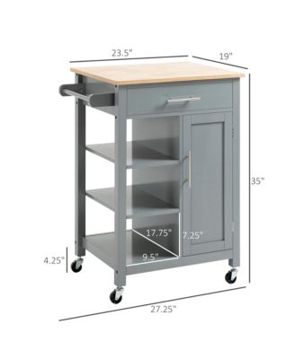 Compact Kitchen Storage Cabinet Utility Cart on Wheels with Open Shelf and Storage Drawer for Dining Room, Kitchen, Grey