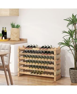 72 Bottle Stackable Modular 6 Row Home Wood Wine Storage Rack