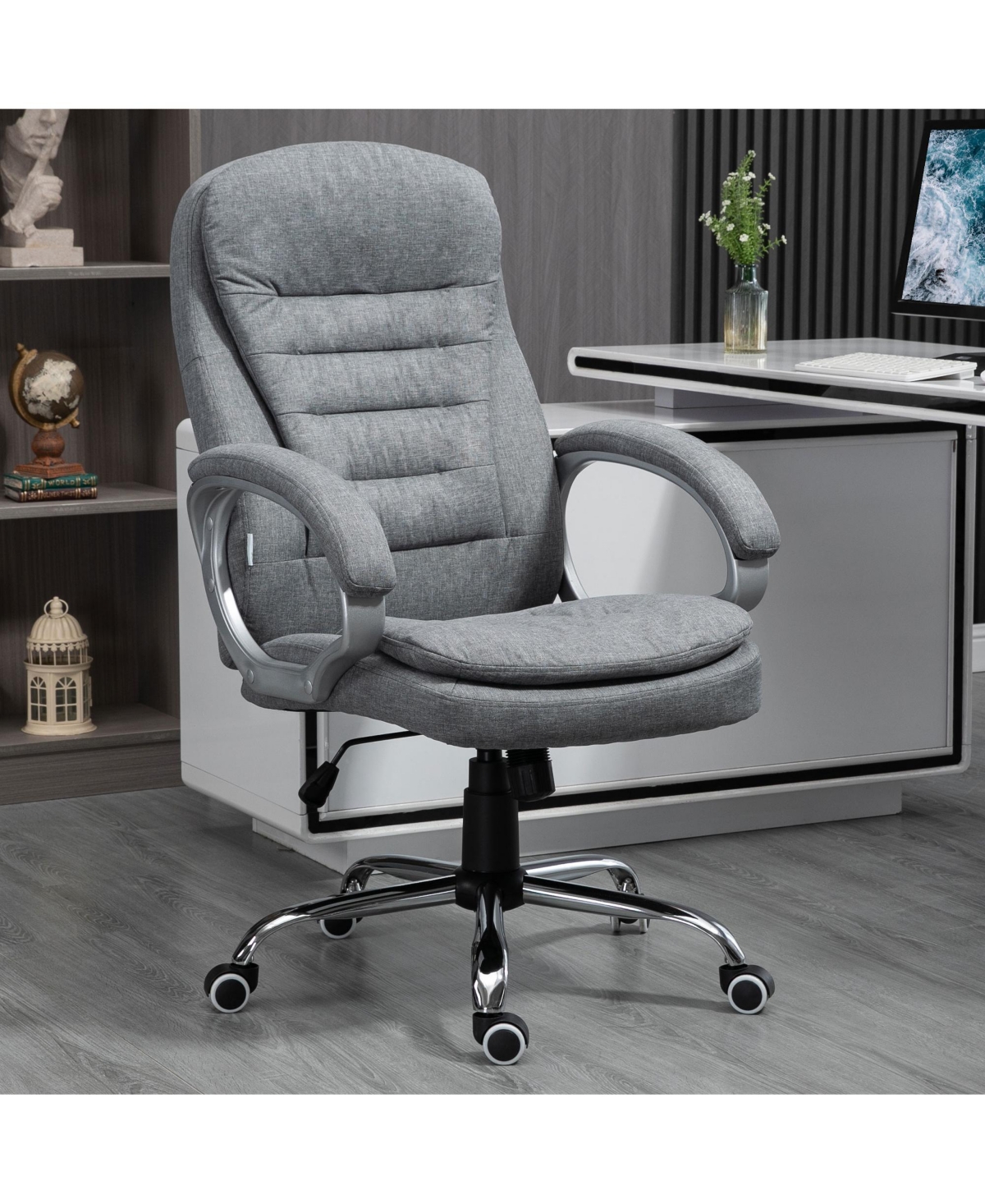Vinsetto Executive Swivel Office Computer Chair W/ Armrests Linen Fabric