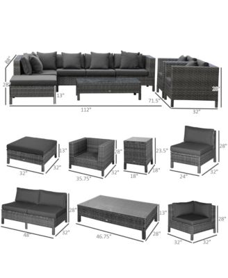 9 Piece Patio Furniture Set, PE Rat Sofa & Table,