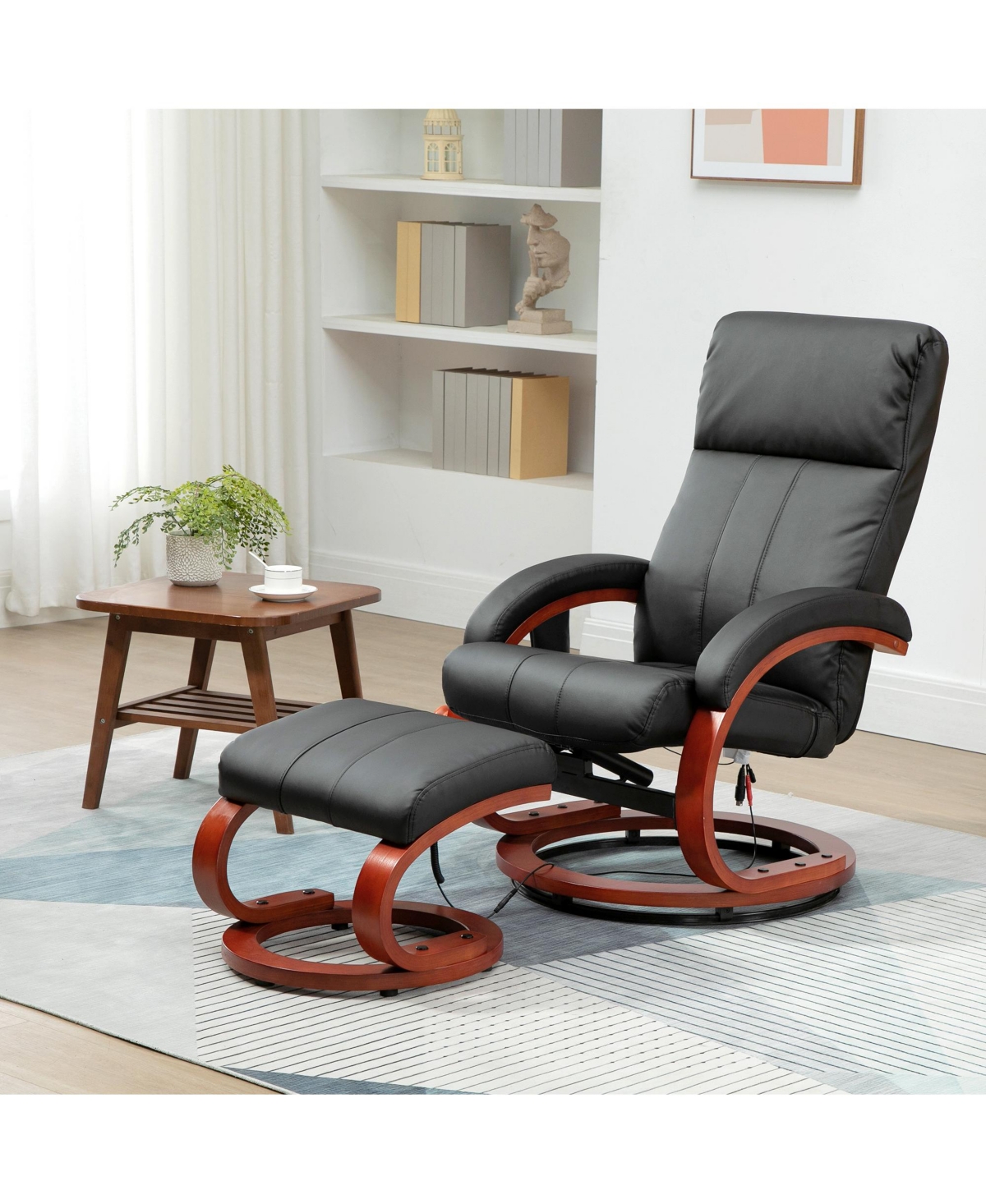 Homcom Recliner Chair with Ottoman, Electric Faux Leather Recliner with 10 Vibration Points and 5 Massage Mode, Reclining Chair with Remote Control