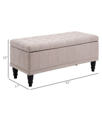 Fabric Storage Ottoman Shoe Bench Tufted Stool Lift Top Home Furniture