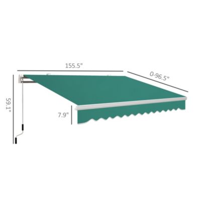 13' x 8' Manual Retractable Awning Sunshade Shelter,