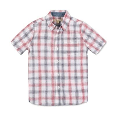 Baby Boys Short Sleeve Linen Shirt with Side Vent
