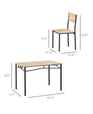 Rustic Industrial 5-Piece Dining Table Set Metal with 4 Chairs