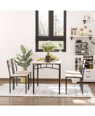 Rustic Industrial 5-Piece Dining Table Set Metal with 4 Chairs