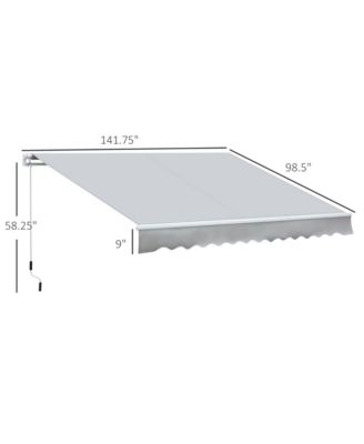 12' x 8' Retractable Patio Awning Canopy w/ Crank Handle,