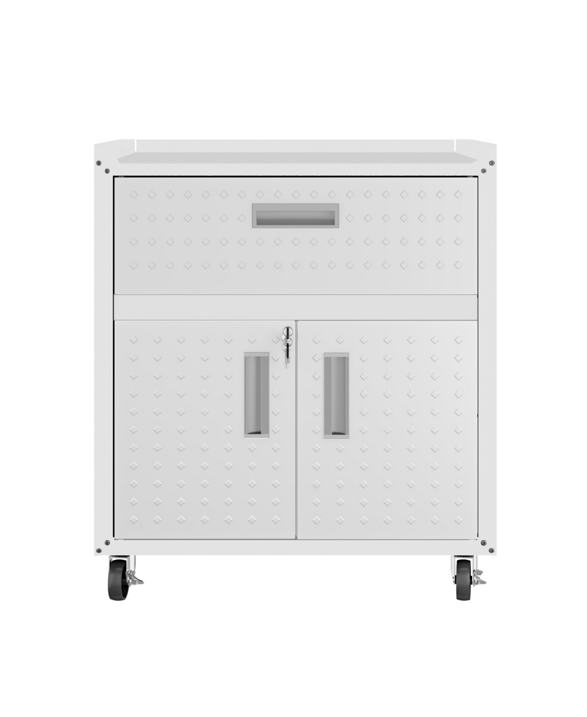 MANHATTAN COMFORT FORTRESS 31.5" STEEL MOBILE GARAGE CABINET WITH DRAWER AND SHELVES