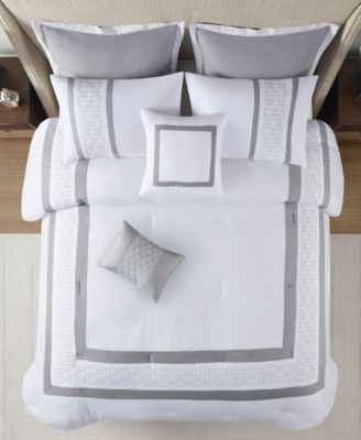 Powell Embroidered 8 Piece Comforter Set, Queen