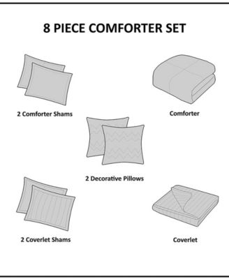 Madison Park Marina Printed Seersucker 8-Pc. Comforter and Coverlet Set, King/California King