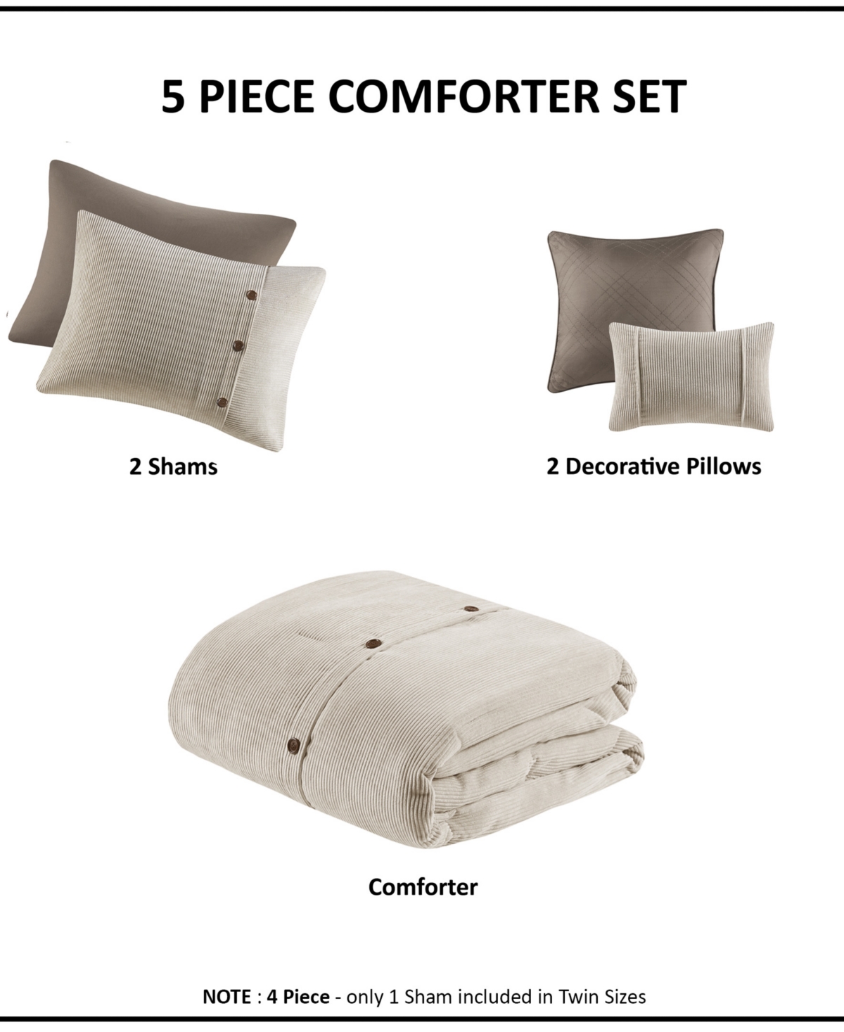 Madison Park Andes 5 Piece Corduroy Comforter Set,