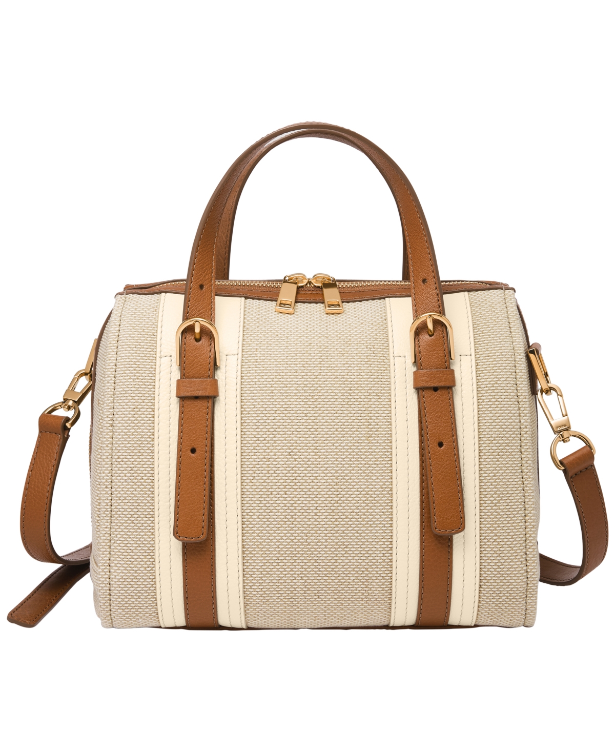 Fossil Carlie Small Satchel Bag In Natural Brown
