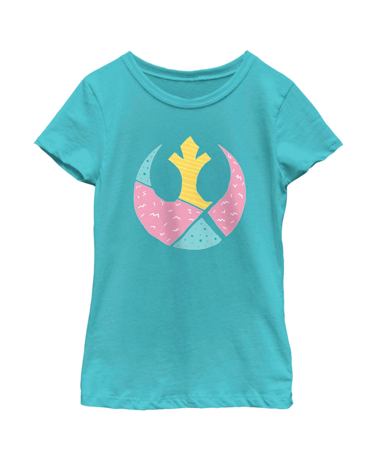 Disney Lucasfilm Kids' Girl's Star Wars Easter Egg Rebel Alliance Logo Child T-shirt In Tahiti Blue