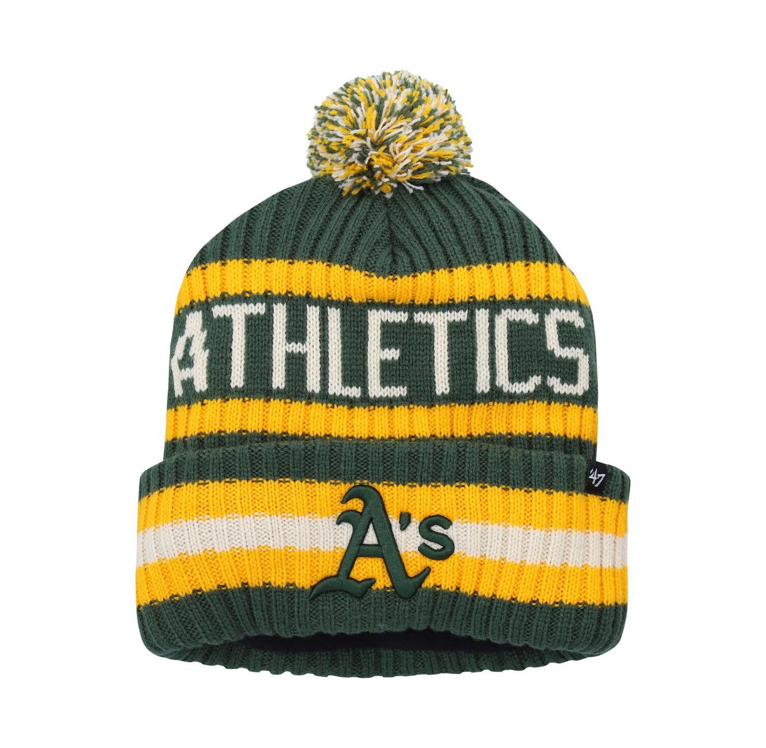 Men's Green Oakland Athletics Bering Cuffed Knit Hat with Pom