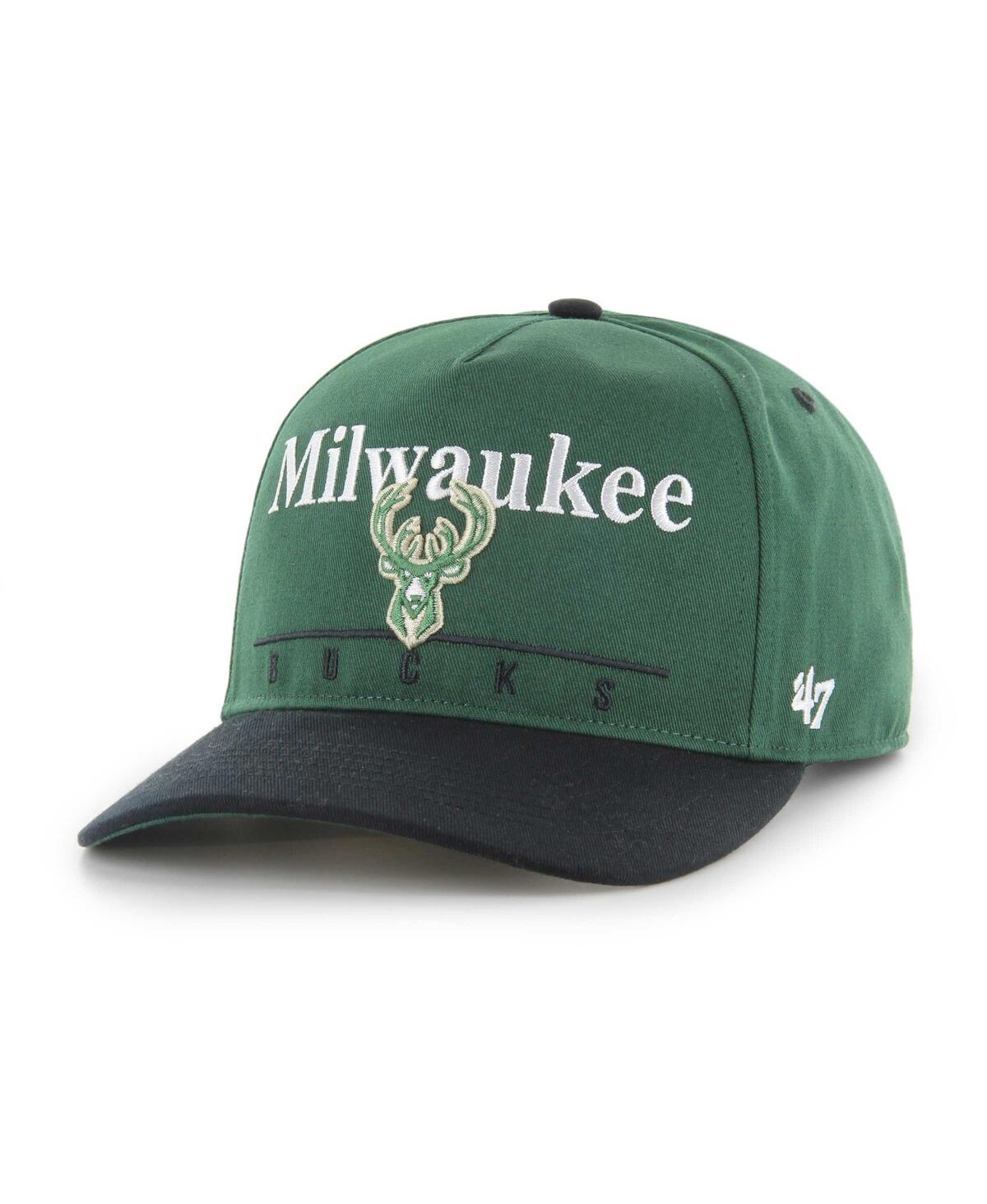 47 Brand Men's ' Hunter Green, Black Milwaukee Bucks Super Hitch Adjustable Hat In Hunter Green,black