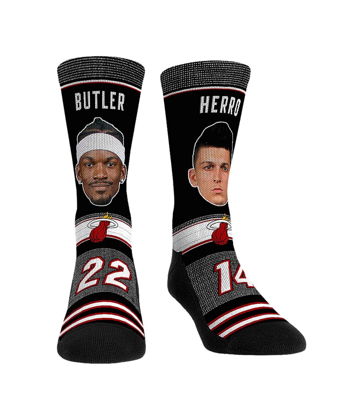 Rock 'em Men's And Women's  Socks Jimmy Butler And Tyler Herro Miami Heat Teammates Player Crew Socks In Black