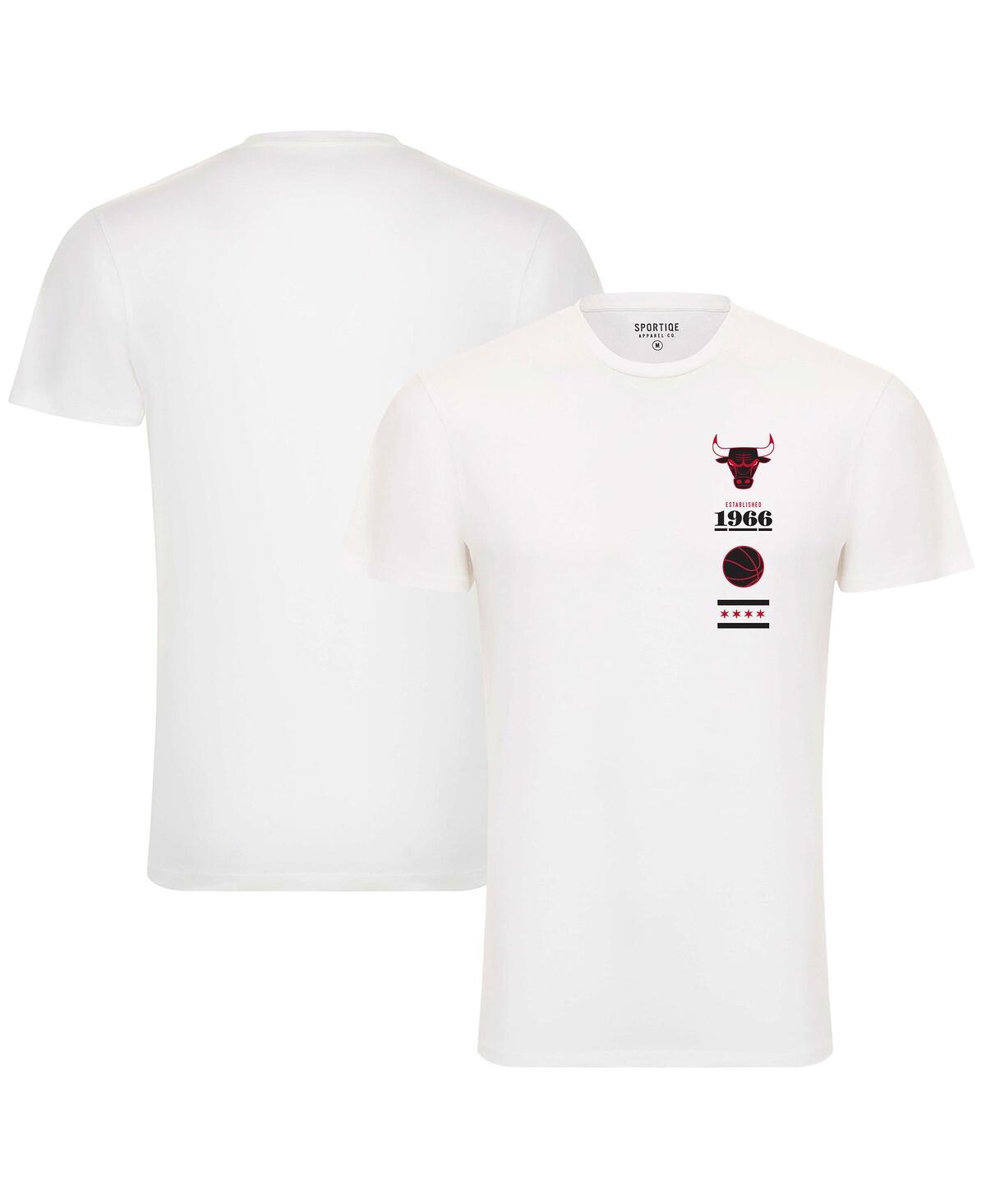 Men's and Women's Sportiqe White Chicago Bulls 1966 Collection City Flag Bingham T-shirt - White
