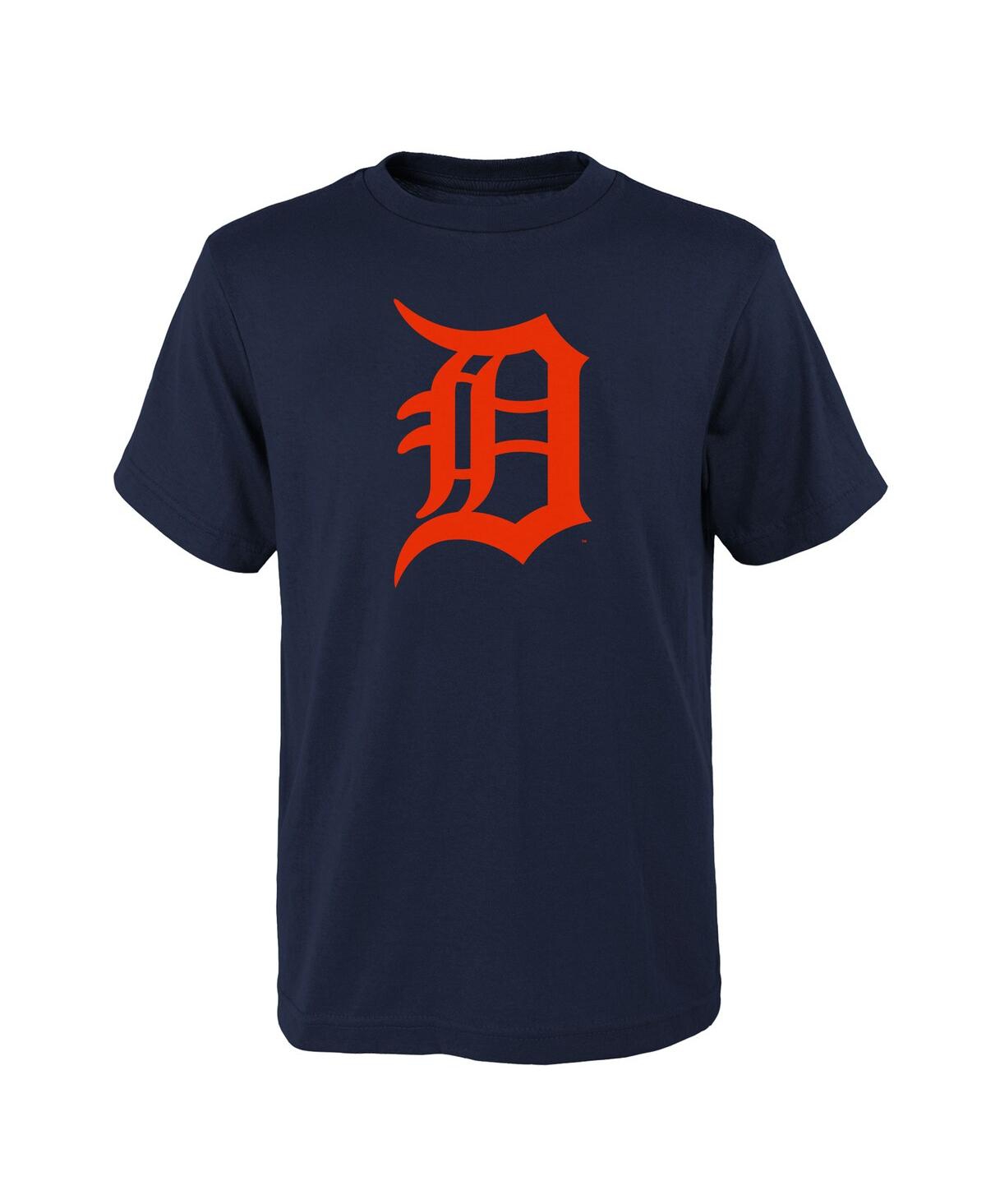 Outerstuff Big Boys And Girls Navy Detroit Tigers Logo Primary Team T-shirt In Navy