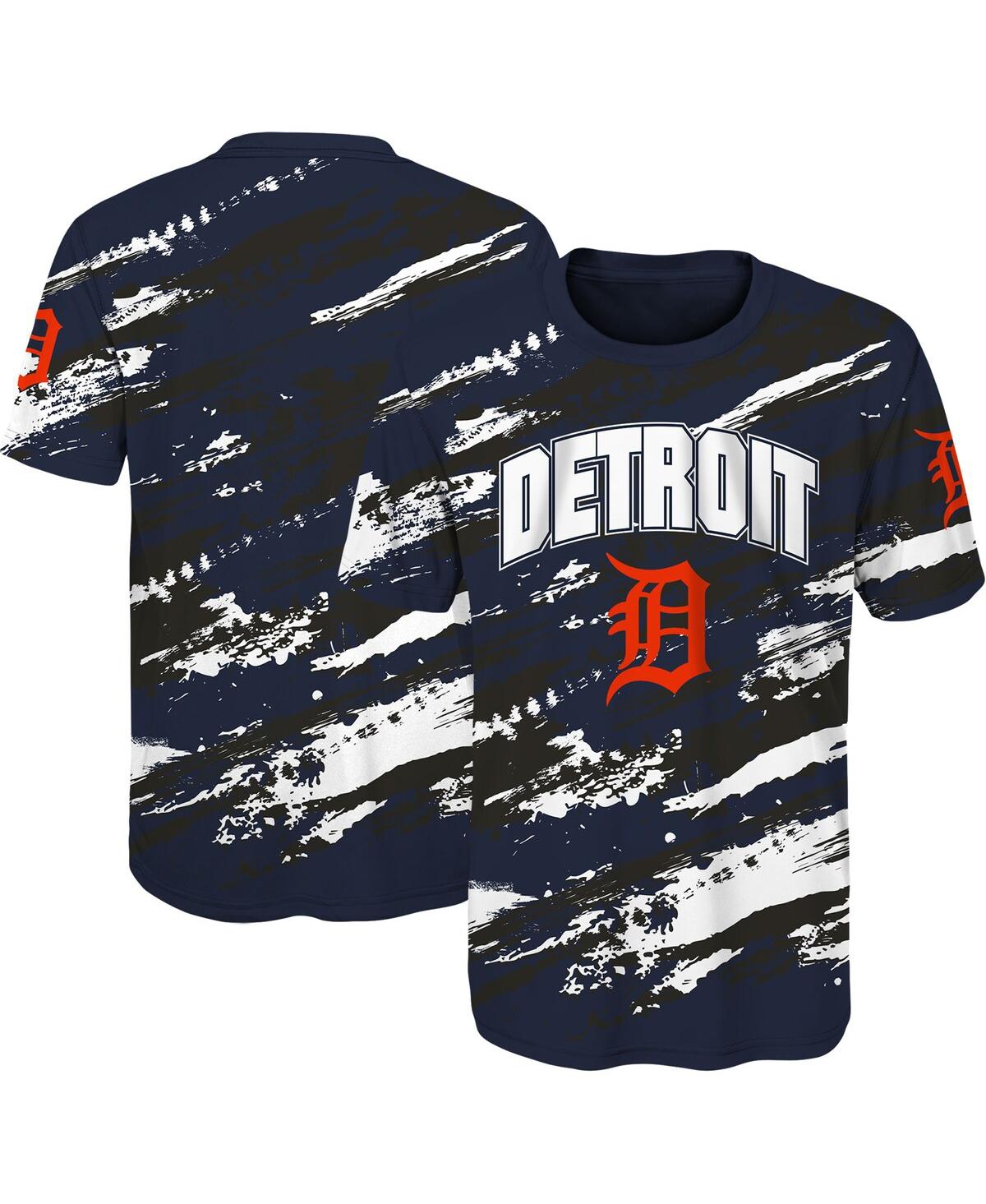 OUTERSTUFF BIG BOYS AND GIRLS NAVY DETROIT TIGERS STEALING HOME T-SHIRT