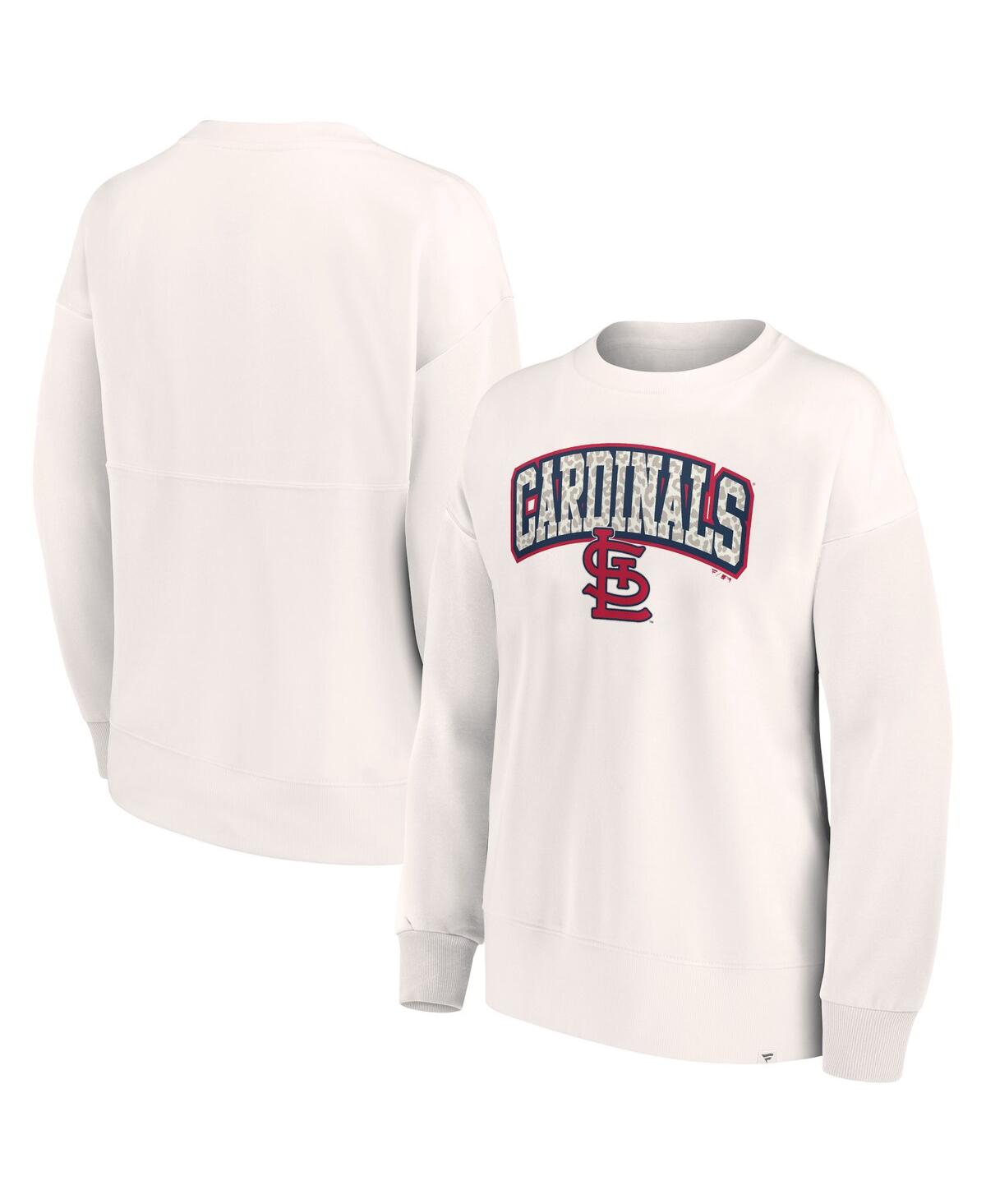 Shop Fanatics Women's  Cream St. Louis Cardinals Leopard Pullover Sweatshirt