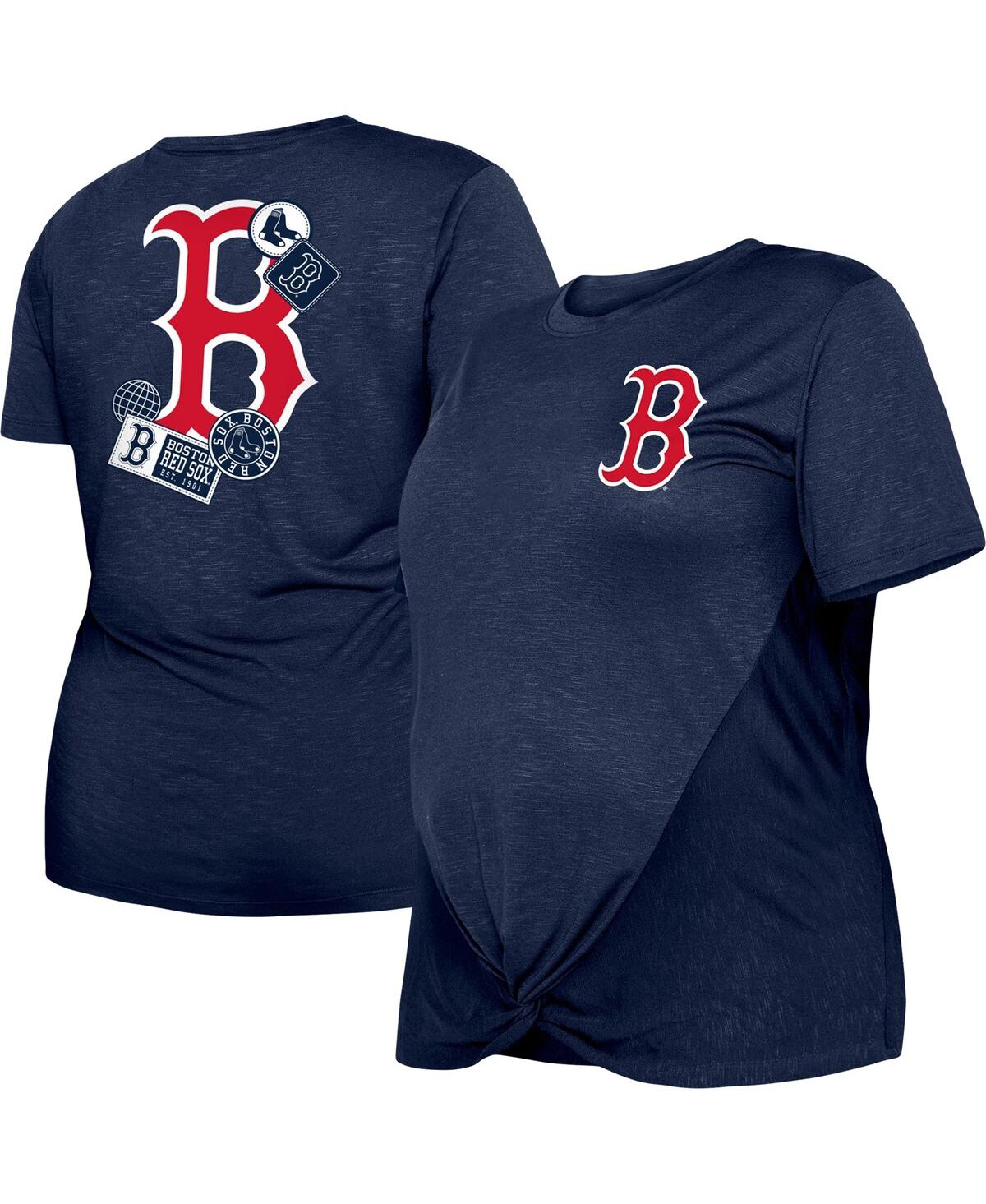 NEW ERA WOMEN'S NEW ERA NAVY BOSTON RED SOX PLUS SIZE TWO-HIT FRONT KNOT T-SHIRT 