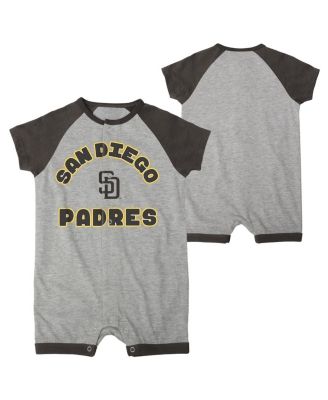 Newborn and Infant Boys and Girls Heather Gray San Diego Padres Extra Base Hit Raglan Full-Snap Romper