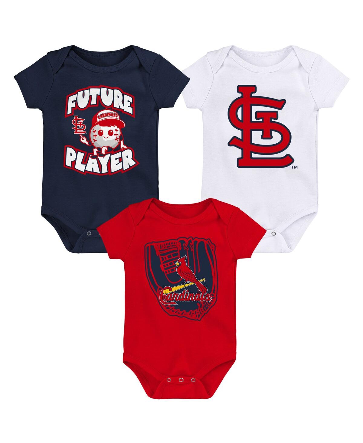 Shop Outerstuff Newborn And Infant Boys And Girls Navy, Red, White St. Louis Cardinals Minor League Player Three-pac In Navy,red,white