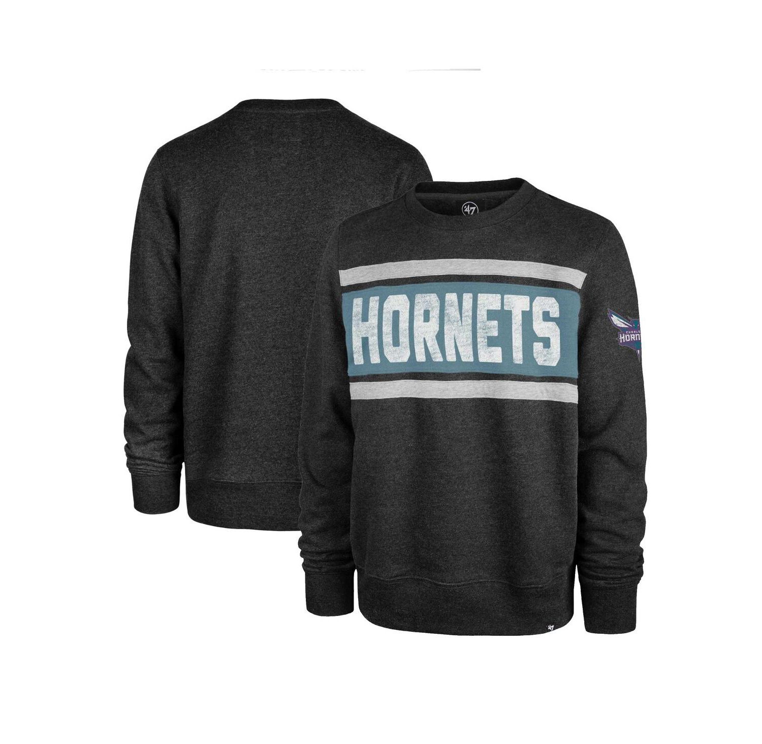 Men's Heather Black Charlotte Hornets Tribeca Emerson Pullover Sweatshirt
