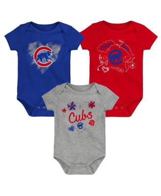 Infant Boys and Girls Royal, Red, Gray Chicago Cubs Batter Up 3-Pack Bodysuit Set