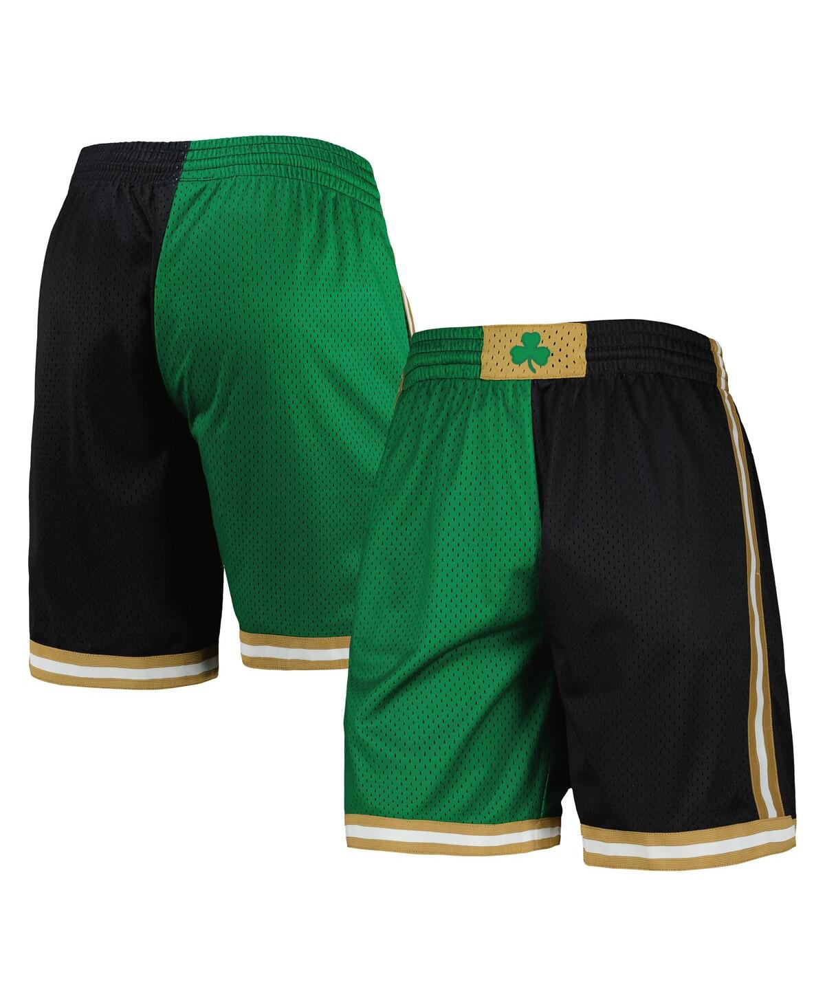 Men's Mitchell & Nessand Black Boston Celtics Hardwood Classics 2007 Split Swingman Shorts - Kelly Green, Black