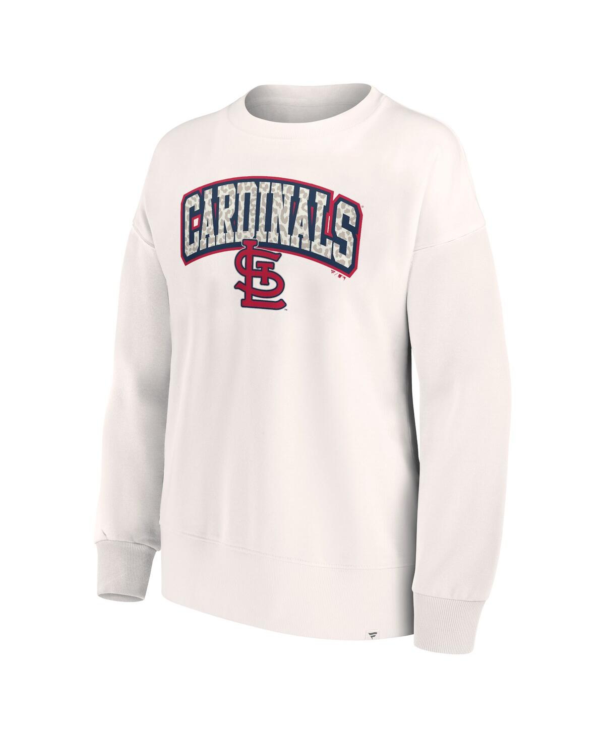 Shop Fanatics Women's  Cream St. Louis Cardinals Leopard Pullover Sweatshirt